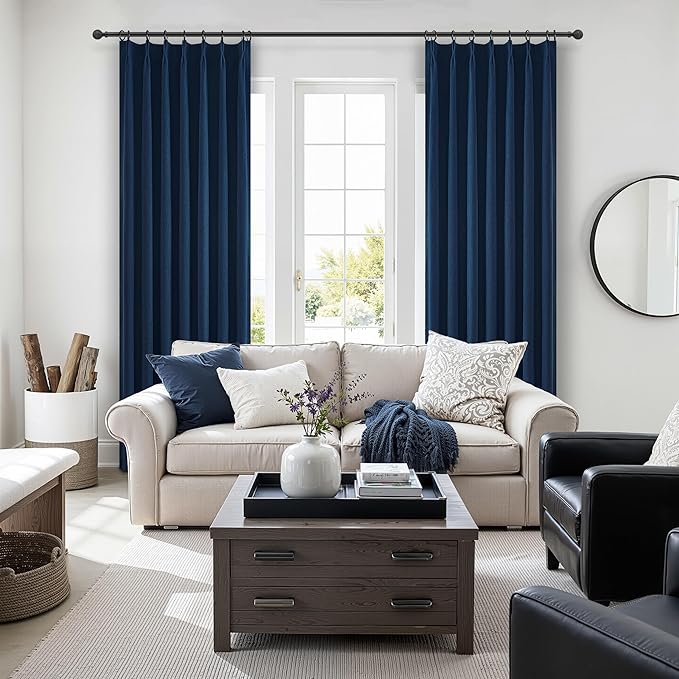 Navy Blue Blackout Curtains 96 Inch Length - Image 6