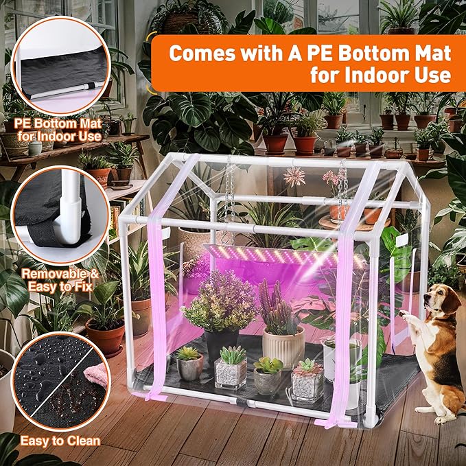 Meonum Mini Greenhouse for Indoor Outdoor, 23.6"L x 15.7"W x 19.6"H Portable - Image 3