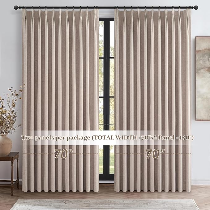 Extra Wide Thick Burlap Blackout Patio Door Curtains - Image 6