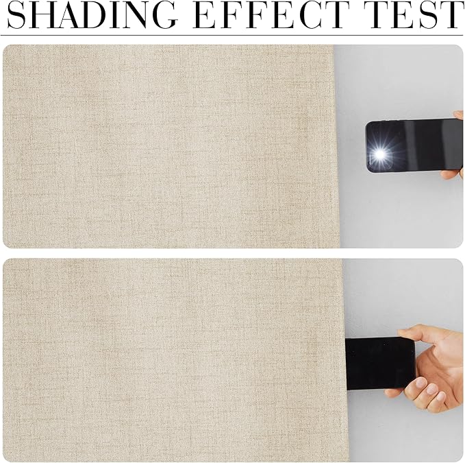 RYB HOME 100% Blackout Linen Textured Curtains 96 inches Long, Thermal - Image 3