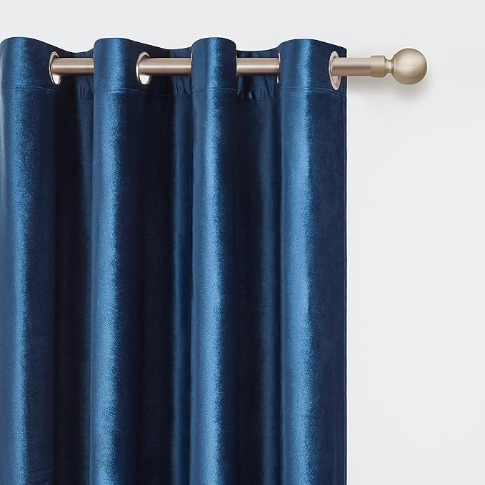 Navy Blue Decorative Velvet Curtains: 102 inch Dark Blue Elegant Living Room - Image 3