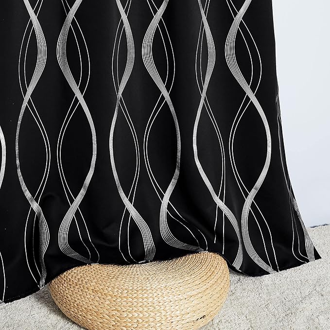 NICETOWN Black Out Floral Curtain Panels 84 inches Long - Image 5