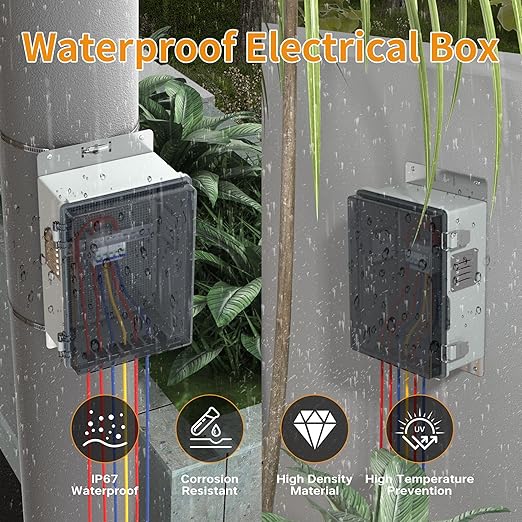 Joinfworld Outdoor Electrical Box, Waterproof Electrical Box WiFi Enclosure - Image 3