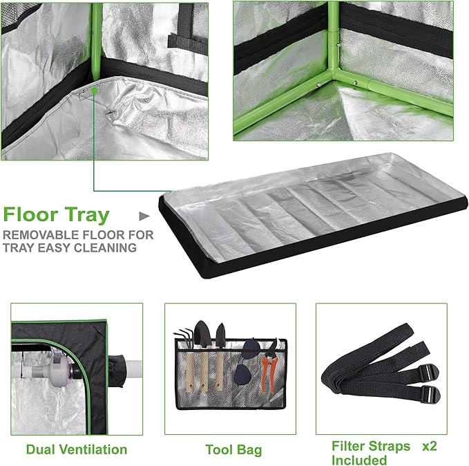 JungleA 2x4 Grow Tent, High Reflective Mylar Hydroponic Growing System - Image 3