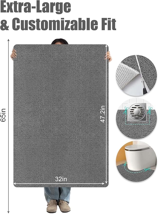Extra Large Shower Mat, Yonala 31.5 x 47.2 Inch Non Slip Shower Mats - Image 2