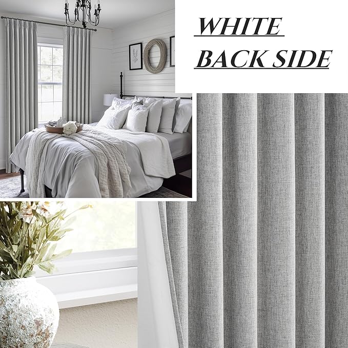 Gray Pinch Pleated 96 Inch Curtains 2 Panel Set - Image 7