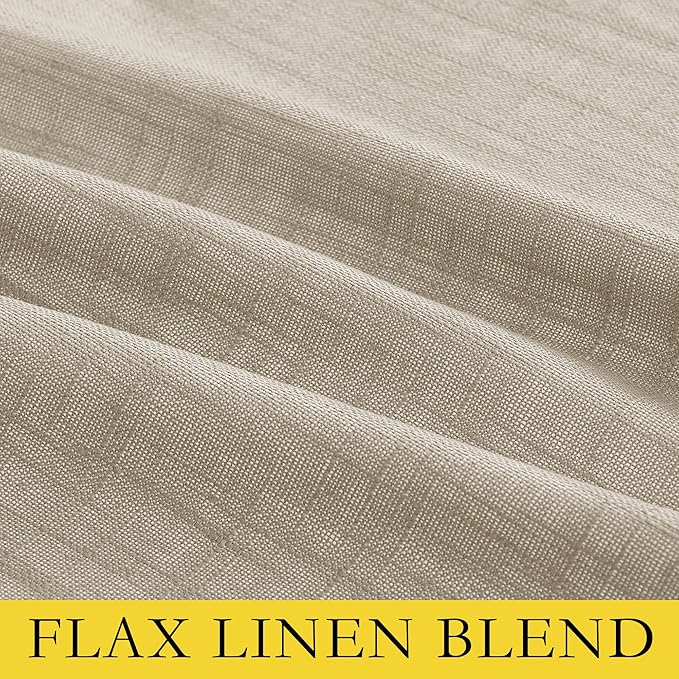 NICETOWN Taupe 100% Blackout Linen Curtains 63 inch Long Burg, Farmhouse Thick - Image 8