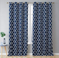 HLC.ME Lattice Print Decorative Blue Blackout Curtains 96 Inch Long by HomeLinenCollections