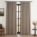 Dark Flax Black Out 96 Inch Long Boho Curtains 2 Panel Set, Farmhouse Curtain by QJMYDECO