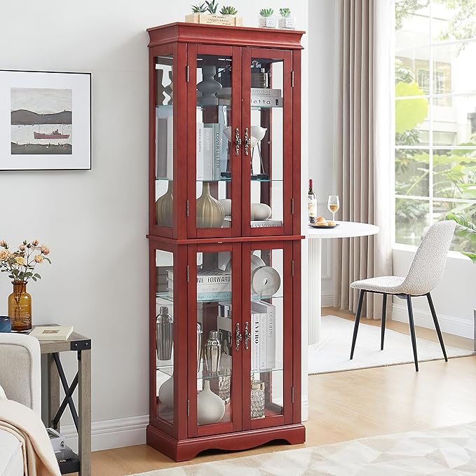 Lighted Glass Curio Cabinet by Unknown