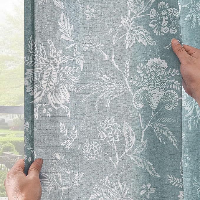 jinchan Linen Floral Curtains for Living Room, 96 Inch Length Curtains - Image 7