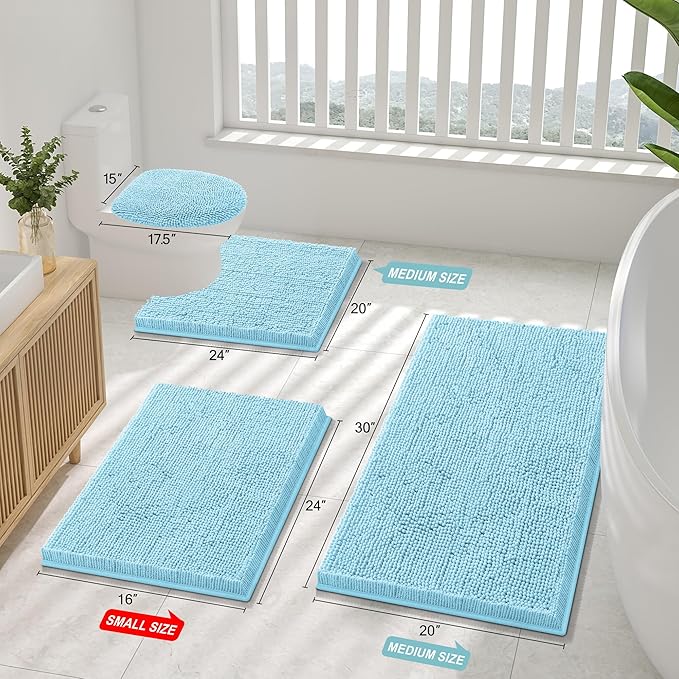 Smiry Luxury Chenille Bathroom Rugs 40x32, Extra Soft and Absorbent Shaggy Bath - Image 3