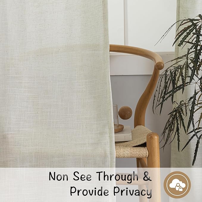 DONREN Natural Back Tab Curtains 102 Inches Long 2 Panels - Image 4