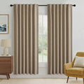 RYB HOME Burlap 100% Blackout Linen Curtains 72 inch Long, Thermal Insulated & by RYBHOME
