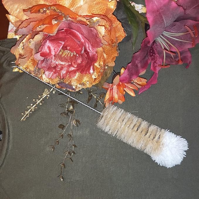 NewFerU Stainless Steel Soda Bottle Cleaning Brush in Natural Boar Bristle Wool - Image 4