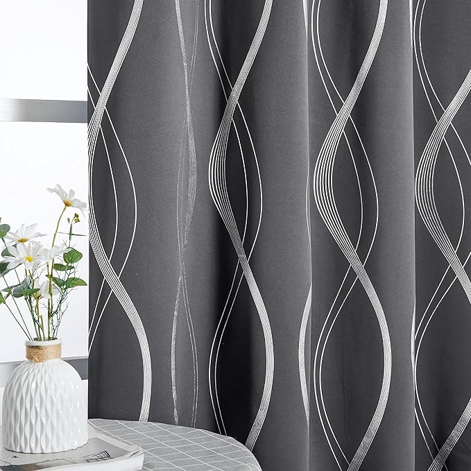 NICETOWN Small Blackout Cafe Curtains 63 inch Length, 42 x 63 Grey RV Window by NICETOWN