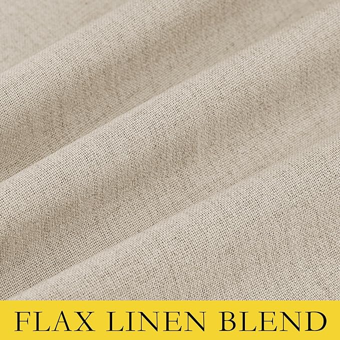 NICETOWN Cream 100% Blackout Linen Curtains 90 inch Long Burg - Image 9