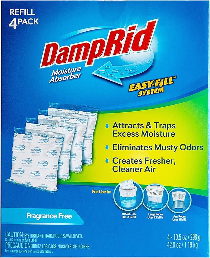 DampRid - Fragrance Free Moisture Absorber 10.5 oz. Easy Fill Refill Packs - 4 - Image 2