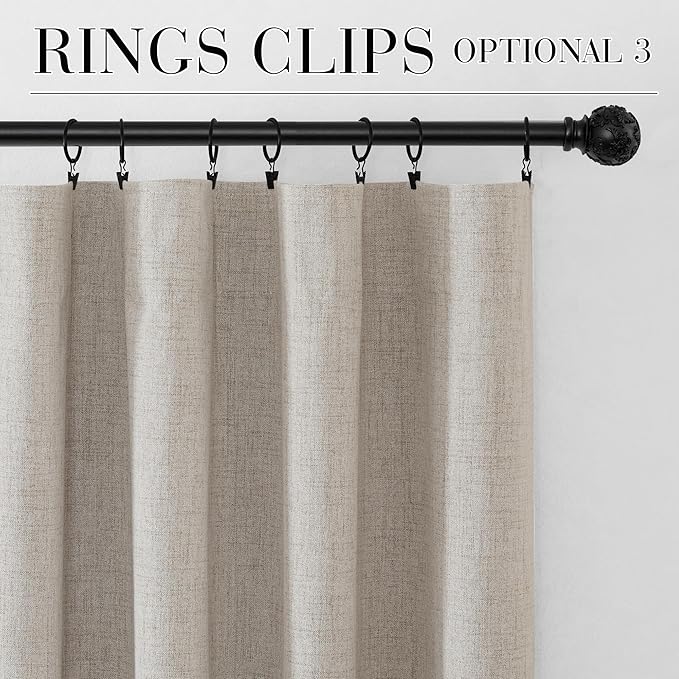 RYB HOME Natural Beige 100% Blackout Short Curtains 45 inch Length 52 Width - Image 8