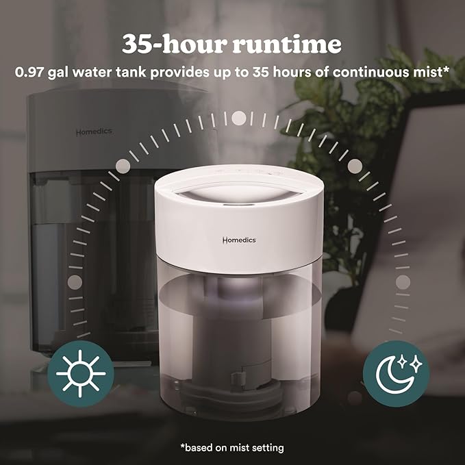 HoMedics Humidifiers for Bedroom, Office and Plants. Total Comfort UV-C - Image 4