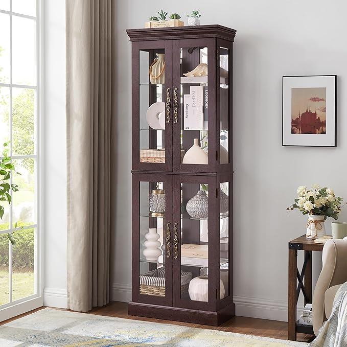 Lighted Glass Curio Cabinet by Unknown