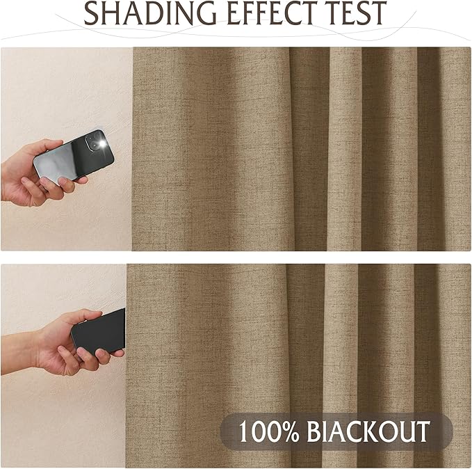 RYB HOME Linen Textured 100% Blackout Curtains - Image 4