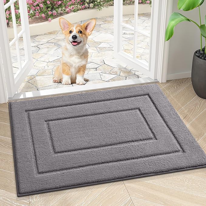 Smiry Dog Door Mat for Muddy Paws, Absorbs Moisture and Dirt, Low-Profile by Smiry