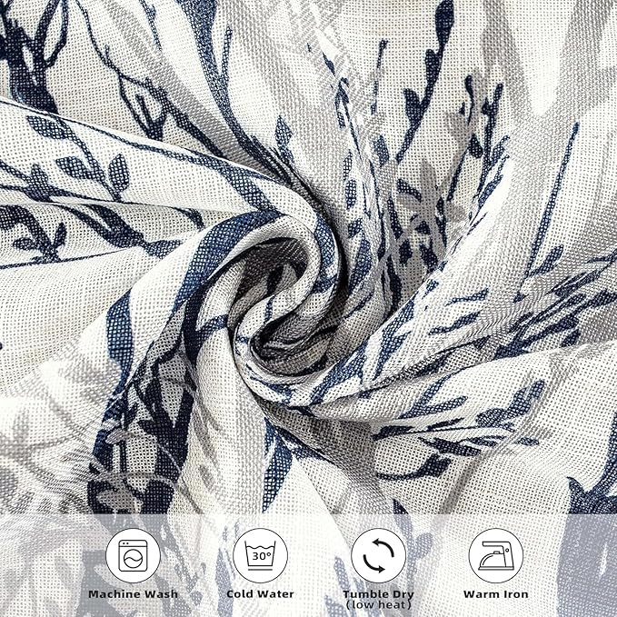 DriftAway Linen Printed Blackout Curtains Tree Branch Pattern Double Layer 96 - Image 6