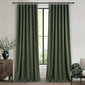 Extra Long 132 Inch Dark Olive Green Curtains 2 Panels Set by QJMYDECO