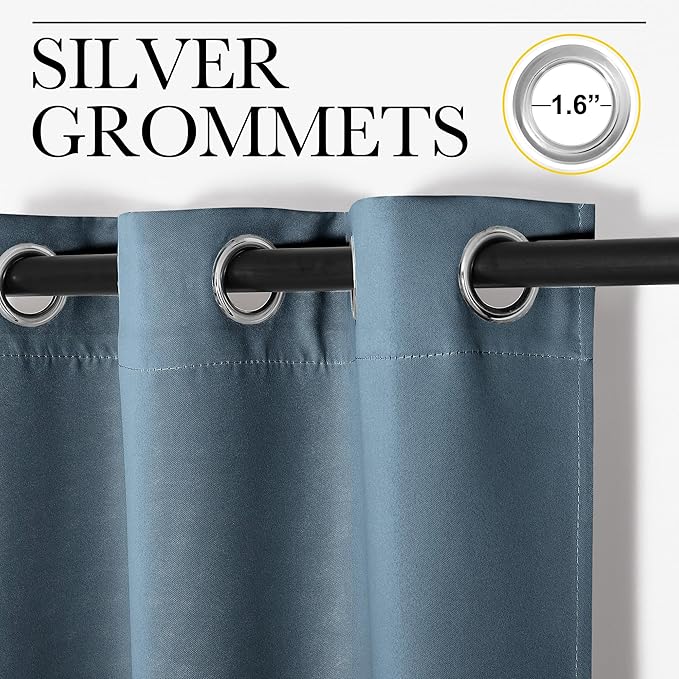 NICETOWN Kitchen Blackout Window Curtain Panel, Smoky Blue, 1 Panel, 55 by 96 - Image 2