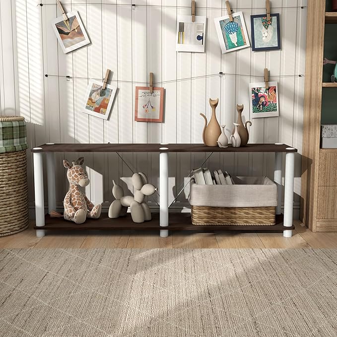 Homes: Inside + Out Apexa Modern 2-Tier Extra Wide Shelving Units, Collectibles - Image 2