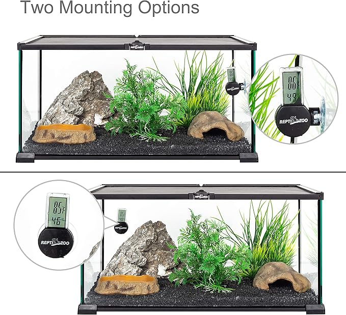 REPTI ZOO 2 Pack Reptile Terrarium Thermometer Hygrometer Digital Display Pet - Image 5