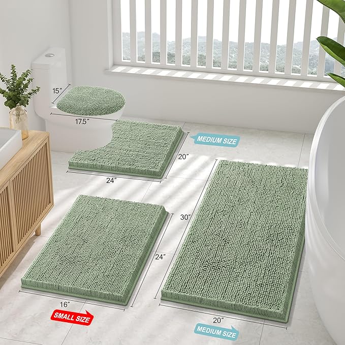 Smiry Luxury Chenille Bathroom Rugs 59x35, Extra Soft and Absorbent Shaggy Bath - Image 2