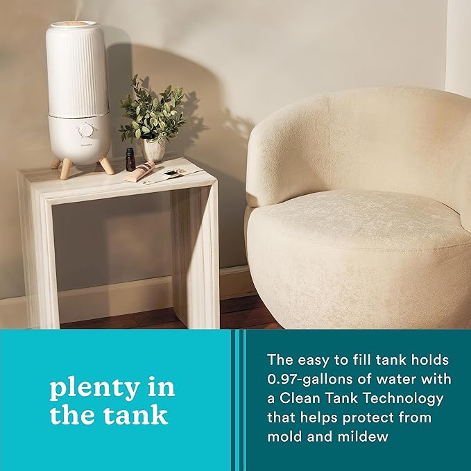 Homedics Ultrasonic Humidifier, Bedrooms and Home Offices, 0.97-Gallon Tank - Image 6