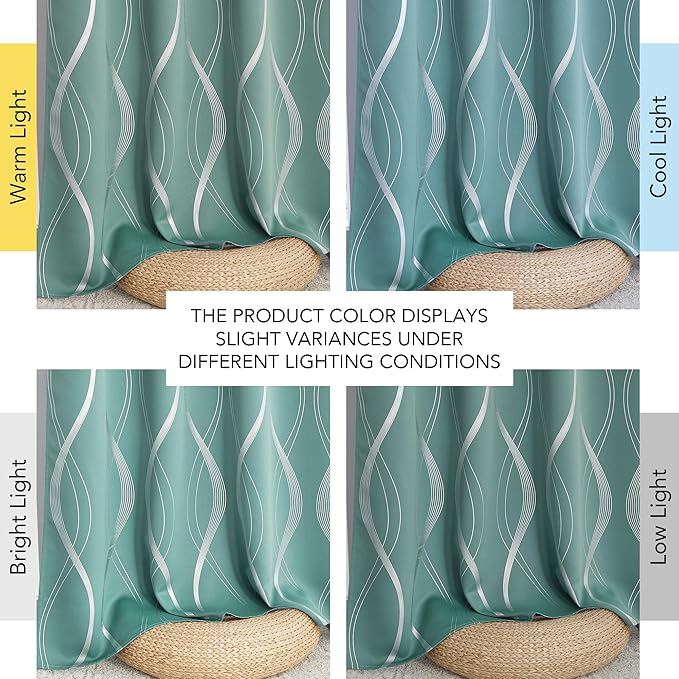 NICETOWN 100% Blackout Aqua Blue Curtain Panels 63 inches 2 Pieces, 52 inches - Image 8