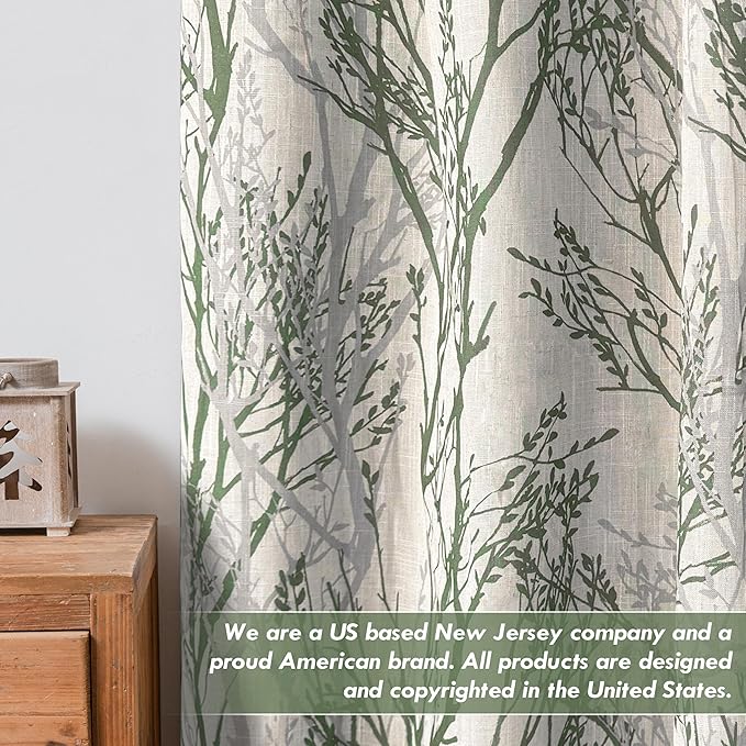 DriftAway Linen Printed Blackout Curtains Tree Branch Pattern Double Layer 96 - Image 6