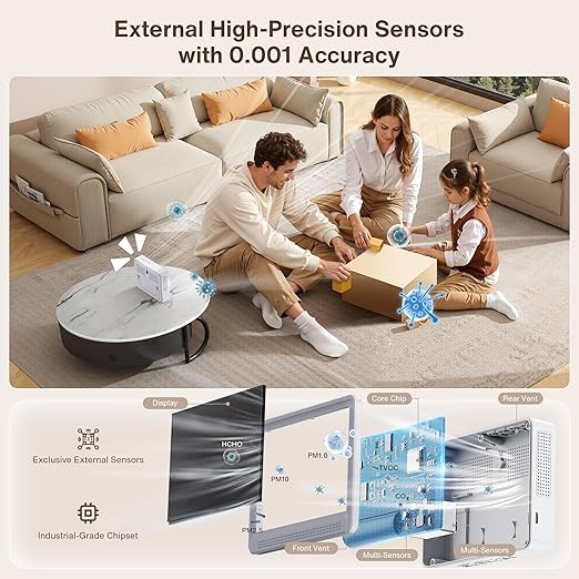 16 in 1 Air Quality Monitor Indoor 10h Battery & 5.5" Display 9 AQI+7 AQI Alerts - Image 4