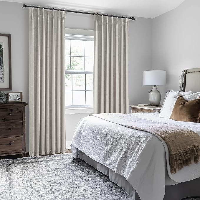 Grey Beige Viral Thick Linen Blackout Curtains 90 Inches Long - Image 7