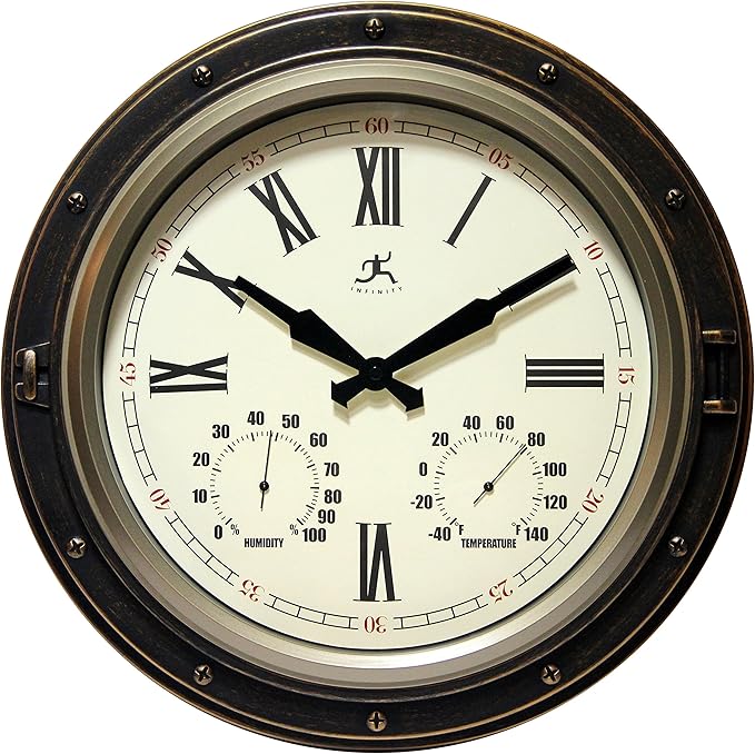 Infinity Instruments Forecaster Indoor/Outdoor Wall Clock, Thermometer by InfinityInstruments