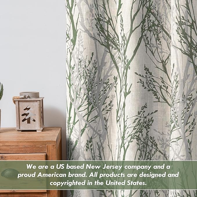 DriftAway Linen Printed Blackout Curtains Tree Branch Pattern Double Layer 84 - Image 6