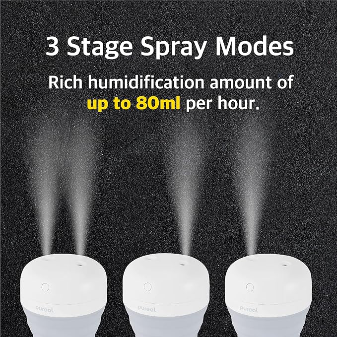 Pureal Foldable Mini Humidifier, 500ML Portable Small Cool Mist - Image 3