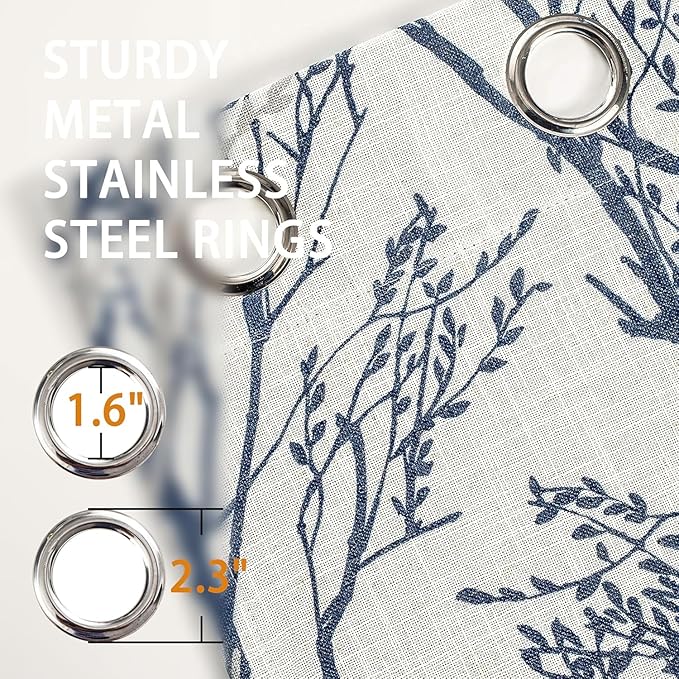 DriftAway Linen Printed Blackout Curtains Tree Branch Pattern Double Layer 102 - Image 3