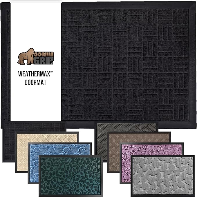 GORILLA GRIP 100% Waterproof All-Season WeatherMax Doormat 35x23, US Designed by GorillaGrip