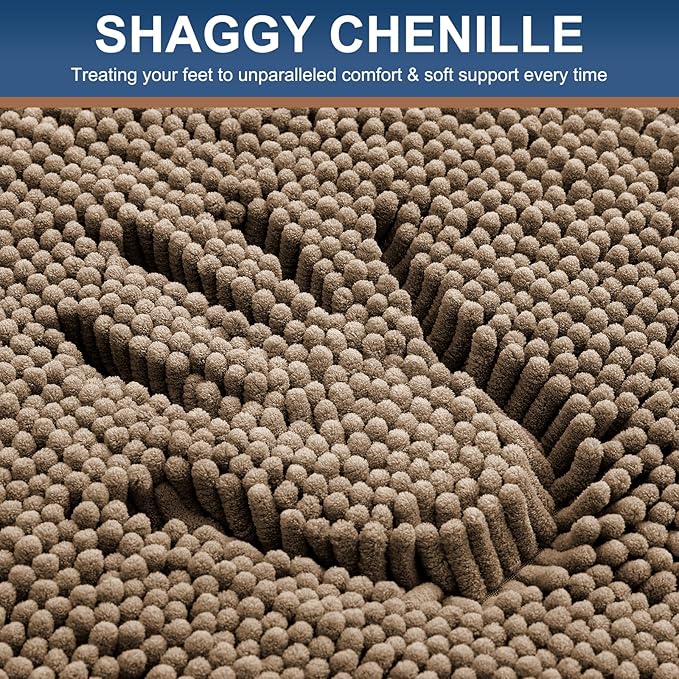 Smiry Luxury Chenille Toilet Rugs U-Shaped 20x20, Soft Absorbent Non-Slip - Image 3