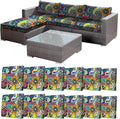 12Pcs Stretch Patio Cushion Cover, Boho Floral Couch & Sofa Slipcovers by CALBODE