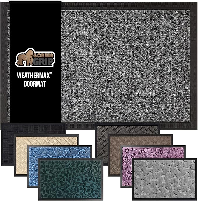 GORILLA GRIP 100% Waterproof All-Season WeatherMax Doormat, US Designed Natural by GorillaGrip