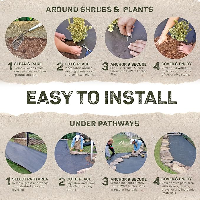Dewitt 9-Pack Sunbelt Weed Barrier Fabric 3.2 oz, 4 x 300 Feet – Heavy-Duty - Image 5