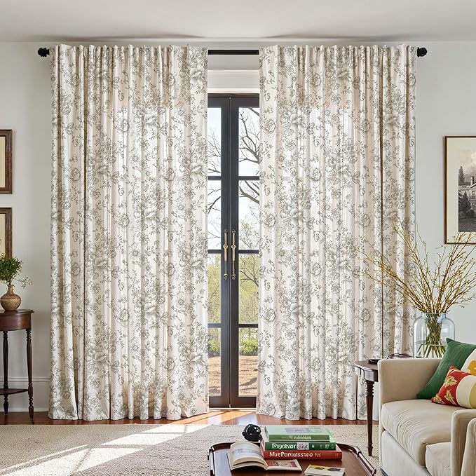 jinchan Linen Floral Curtains Extra Wide - Image 5