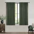45 Inch Kitchen Curtains Sets for Windows, Faux Linen Blackout Pleated by QJMYDECO
