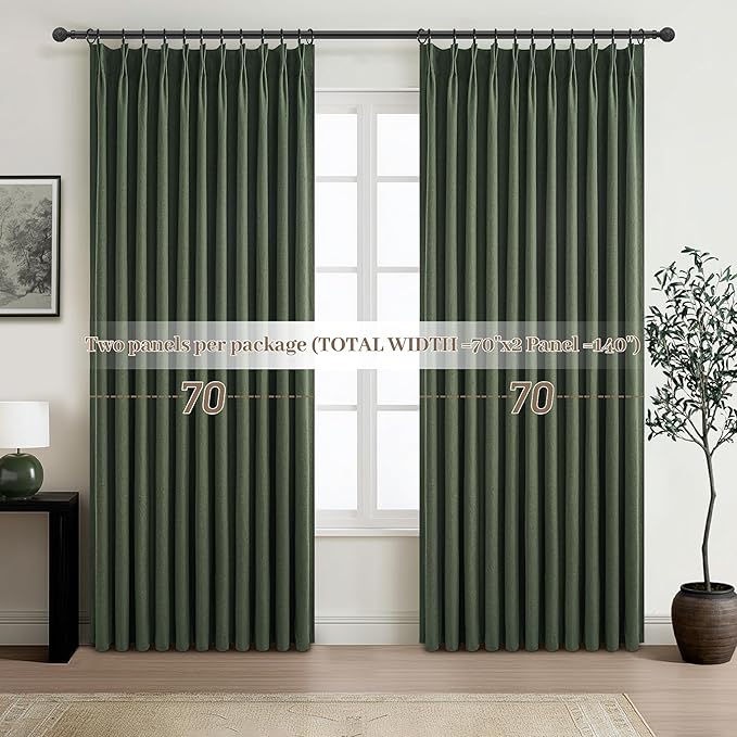 Curtains 70 Inch Length Extra Wide Pinch Pleated Black Out 84 Inch Long - Image 7